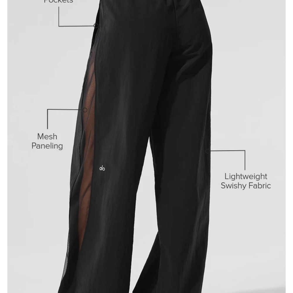 ALO Yoga Black Track Pants with Mesh Panels